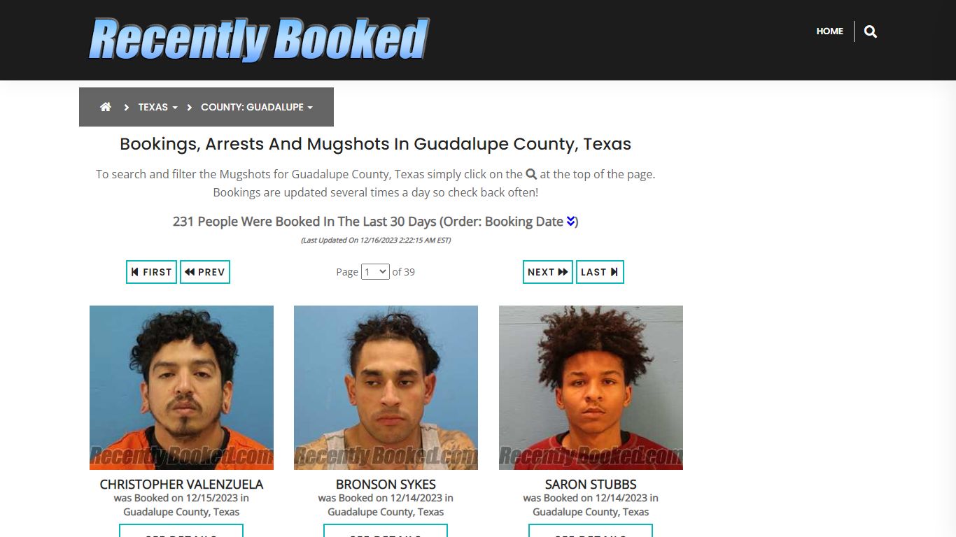Bookings, Arrests and Mugshots in Guadalupe County, Texas